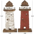 thumbnail image 3 of 7"W, 15"H Red Wood Distressed Light House Sculpture with Cream and Brown Accents, by DecMode (2 Count), 3 of 13