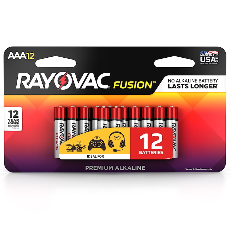 Rayovac Fusion Performance Alkaline AAA Batteries, 12 Pack
