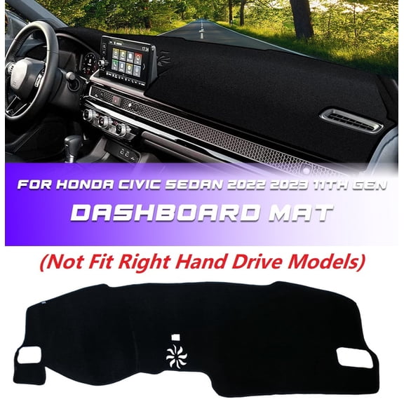 Custom Car Dashboard Cover Mat for Honda Civic Sedan 2022 2023 11th Gen, Sun Shade Dash Pad Instrument Panel Carpets Protector (Only Fit for Left Hand Drive Model), Black