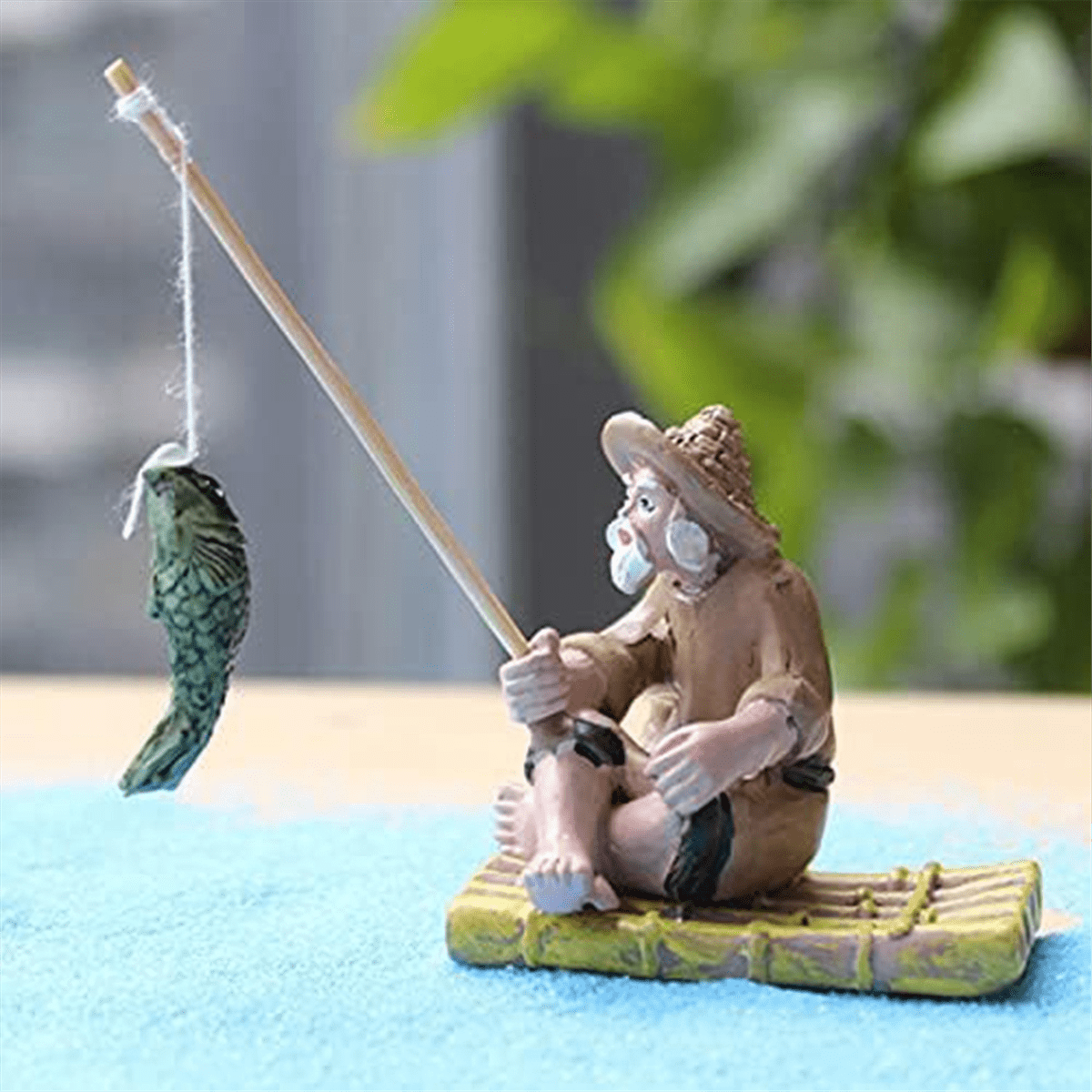 フィッシャーマンの置物 Mini Fisherman Figurines Miniature Resin Fisherman Bonsai