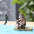 thumbnail image 3 of Mini Fisherman Figurines Miniature Resin Fisherman Bonsai Sculpture Vintage Mudman Sitting Fishing Statue, 3 of 6