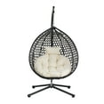 thumbnail image 4 of Harper & Bright Designs Hanging Egg Chair with Stand, Patio Wicker Hanging Chair, Indoor and Outdoor Hammock Swing Chair, 330 LBS Capacity for Bedroom Balcony Garden, Black+Beige, 4 of 9
