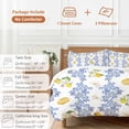 thumbnail image 6 of 3 Piece Summer Lemon Duvet Cover Set Full Size, Microfiber Comforter/Quilt Cover with Corner Ties and 2 Pillowcases, Navy Blue Spring Floral Botanical All Season Soft Bedding with Zipper Closure, 6 of 8