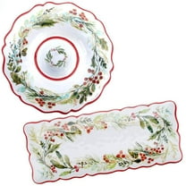 14 in. Multi-Colored Christmas Gatherings Melamine Platter (Set of 2)