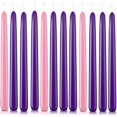 thumbnail image 1 of 12 Pack Advent Taper Candles Set (9 Purple, 3 Pink) - 10 Inch Dripless & Smokeless Candlesticks, 8-Hour Unscented Wax for Holiday, Wedding, Dinner & Home Decor, 1 of 2