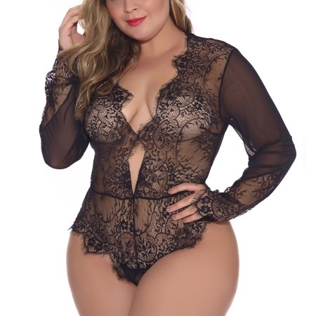 

Hanas Fashion Lingerie New Sexy Underwear Lace Long Sleeved Jumpsuit Sexy Underwear Honeymoon