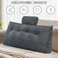 thumbnail image 6 of Eurhowing Twin Wedge Pillow for Bed, Triangular Headboard Pillow with 1 Roll Pillows, Reading Pillows Backrest Wedge Pillow (Gray, 40”x20”x8”), 6 of 11