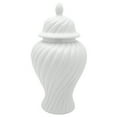thumbnail image 2 of 24" White Swirling Ridges Temple Jar, 2 of 7