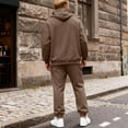 thumbnail image 4 of Fgvctg Mens Sweat Set 2 Piece Fall Lounge Sets Casual Fleece Sweatsuits Comfy Jogger Sweatpants Oversized Sweatshirt Tracksuit with Pockets Brown XL, 4 of 7