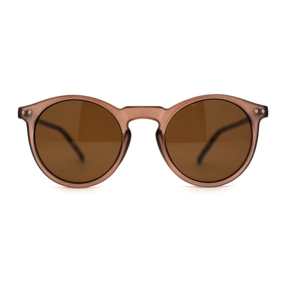 Gentlemans Fashion Round Keyhole High Temple Horned Sunglasses Matte Brown Tortoise