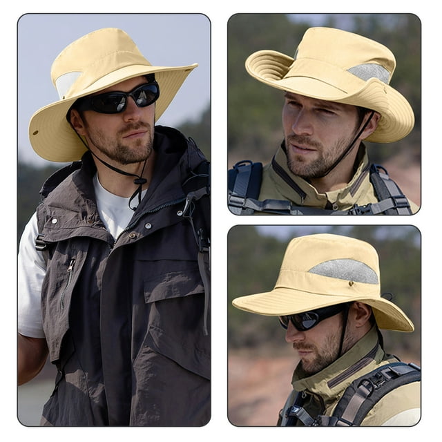 Sombrero con visera protectora, sombrero de pesca, sombrero transpirable para exteriores, sombrero de pescador para senderismo, plegable y ajustable, protección UPF 50+, material de malla