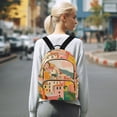 thumbnail image 7 of FORMRS Mini Backpack Purse for Women Quilted Travel Daypack Casual Shoulder Bag, Pink Cityscape Painting, 7 of 7