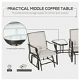 thumbnail image 4 of Outdoor Glider Chair with Table, 2-Seat Patio Rocking Loveseat, Beige Sling Chairs for Backyard, Porch, Steel Frame, 352 lbs Capacity, 4 of 9