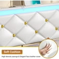 thumbnail image 6 of LED Floating Bed Frame Queen Size with LED Lights and Charging Station,Modern Leather Upholstered Platform Bed with Headboard,Noise Free,White, 6 of 8