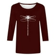 thumbnail image 2 of Birdeem T-Shirt Ample Imprimé pour Femmes, Blouse Mi-Longue à Manches 3/4, Col Rond, Hauts Décontractés, 2 of 4