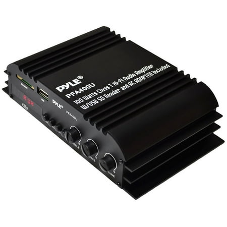 Pyle 100 Watt Class-T Hi-Fi Audio Amplifier with USB Flash and SD Memory Card Readers - AC Adapter included