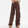 thumbnail image 2 of Outfmvch Cargo Pants Vintage Pants Wide Leg Pants Woman Womens Work Pants Palazzo Pants for Women Flare Leggings Baleaf Pants Women Brown M, 2 of 6