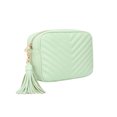 thumbnail image 5 of Daisy Rose Quilted Cross body bag with tassle - PU Vegan Leather - Pistachio, 5 of 6