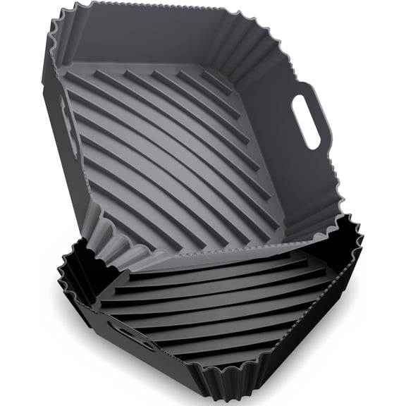Air Fryer Silicone Liners 2 Pack, Reusable Square Air fryer Basket Liners, 4-6Qt Silicone Baking Tray for Instant Air fryer, Oven Microwave Pot Accessories, Food Grade Kitchen Gadgets