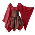 thumbnail image 2 of FcBaudy Robe Mi-Mollet à Manches Longues et Col Rond, Robes d'Été pour Femmes, Costumes pour Femmes, Robes Corset Gothiques à Manches Longues, Robe Mi-Mollet à Manches Longues et Col Rond pour Femmes, 2 of 7