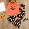 thumbnail image 2 of Jkety Halloween Baby Clothes Halloween Baby Girl Clothes Spooky Ghost Sweatshirt Long Sleeve Shirt Top Pants Fall Toddler Halloween Outfit Girl(Orange,4-5 Years), 2 of 6