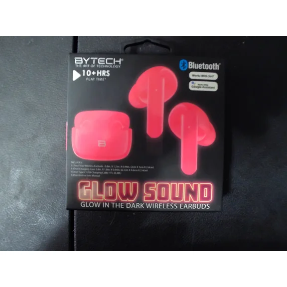 Bytech Glow In The Dark Bluetooth® Earbuds With Mic (10 Hour Play Time) -Pink
