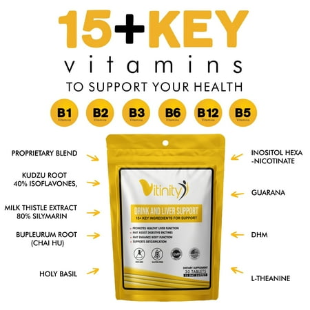 Drink Support Supplement - Craving Support, Liver Health, Reduce Intake Formula - Kudzu, Milk Thistle, Holy Basil, NAC for All Natural Detoxify, Gradual Reduction, and Stopping - 60 Day