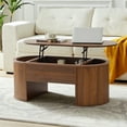 thumbnail image 4 of Wirrytor Lift Top Coffee Table with Storage and Open Storage Shelf, Oval Coffee Table for Living Room, Elliptical Arc Design, Fluted Center Table, Walnut Finish & Spacious Storage,, 4 of 9