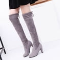 thumbnail image 3 of TIREOW Women's Over The Knee Suede Boots Sexy Pointed Toe Solid Color Thigh High Chunky High Heel Boot Pull On Stretchy Long Boots Zipper Lace Up Long Boots, 3 of 7