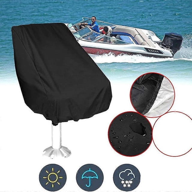 Black Dust Cover for Yacht Captain Chair Seat Cover for Outdoor Use 56*61*64/30cm, Hood Protection Waterproof Covers for Yacht Captain Chair, Against