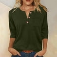 thumbnail image 2 of Womens Short Sleeve 3/4 Sleeve V Neck Blouses Solid Color Shirts Loose Fit Summer Tops Lightweight Breathable Tees for Daily Outfit Fall Fashion Clothes, 2 of 6