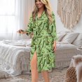 thumbnail image 5 of Yuyamidu Cucumber Robes for Women V-Neck Nightgowns Casual Ladies Loungewear Soft Bathrobe Sleepwear Green Mid-Length Night Robe Size S Loose Long Sleeves Kimono Robe, 5 of 7
