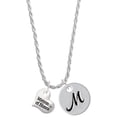 thumbnail image 1 of Delight Jewelry Silvertone Small Matron of Honor Heart Silvertone Script Initial Disc - M - Charm Necklace, 20"+3", 1 of 4