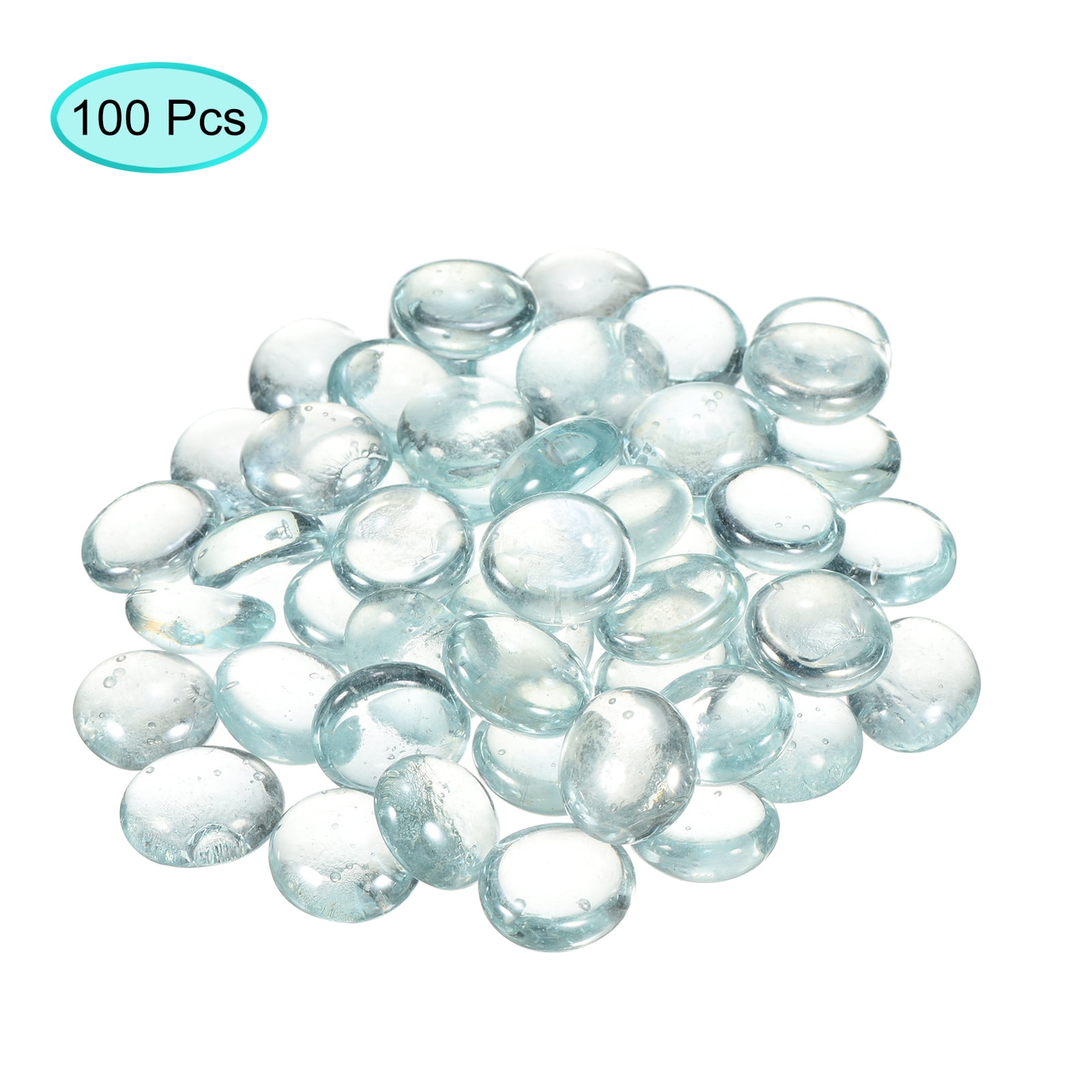 Uxcell Decorative Flat Glass Marbles 0.67''-0.75'' Rock Vase Filler Clear for Fish Tank Table Scatter Decor 100 Pcs