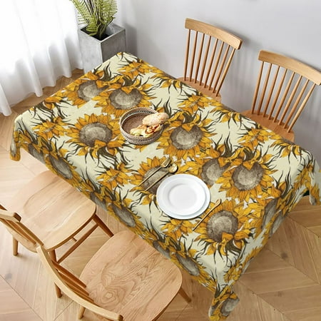 

Tablecloth Vintage Yellow Sunflowers Table Cloth For Rectangle Tables Waterproof Resistant Picnic Table Covers For Kitchen Dining/Party(60x90in)