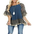thumbnail image 2 of Blouse Femme Manches 3/4 Ourlet Floral Imprimé Léopard Ample, 2 of 6