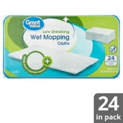 Great Value Low Streaking Wet Mopping Cloths, 24 Count
