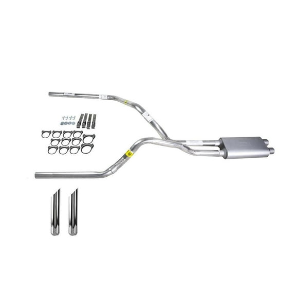 Silverado 96-99 dual exhaust 2.5 pipe dual inlet Flowsound Muffler SW Tip