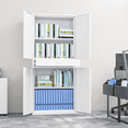 thumbnail image 3 of MoNiBloom 71" Metal Garage Storage Cabinet with Locking Doors & Drawer, Adjustable Shelves for Home, Office, White, 3 of 10