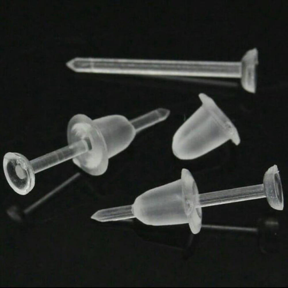 Ayyufe 50Pcs/Set Unisex Clear Plastic Earring Post Ear Pins Backs DIY