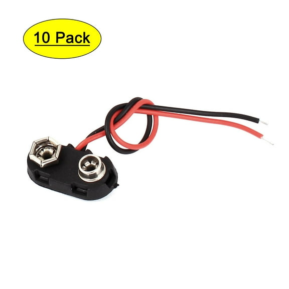 REGALWOVEN 10pcs Snap in 9V 9 Volt Battery Clip Connector Hard Shell I Type Black