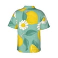 thumbnail image 4 of Xecao Lemons Chamomile Flowers And Leaves print Hawaiian shirt - a stylish short-sleeve button-down for men, perfect for casual beach and tropical outings., 4 of 9