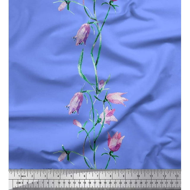 Soimoi Rayon Fabric Leaves & Wild Flower Print Sewing Fabric Yard 56 Inch Wide
