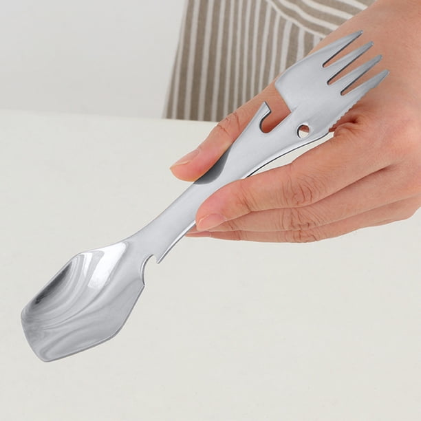 Ganfancp Creatives Cuchillería de Camping Multifuncional de Acero Inoxidable Cuchillo Tenedor Cuchara Abrebotellas Herramienta de Cocina Cuchara Una Cosa para Múltiples Usos Ofertas Flash Liquidación