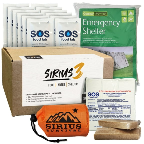 Sirius Survival The Sirius 3 Survival Kit Emergency Preparedness Food Water Shelter for 72 Hours