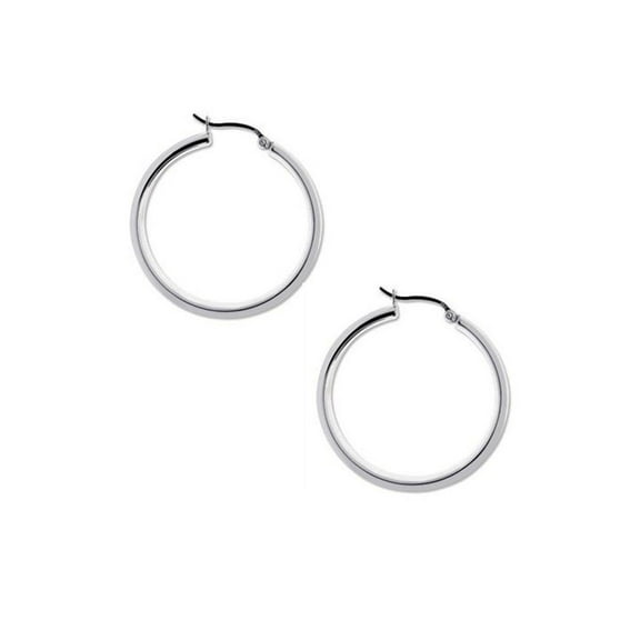 Sterling Silver Round Circle Hoop Earrings 30mm 1.25