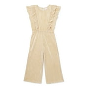 Wonder Nation Baby & Toddler Pleated Ruffle Metallic Jumpsuit
