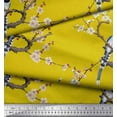 thumbnail image 3 of Soimoi Yellow Moss Georgette Fabric Floral & Pin Tailed Whydah Bird Print Fabric by The Yard 44 Inch Wide, 3 of 3