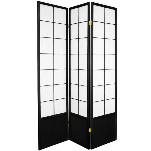 6 ft. Tall Premium Japanese Design Wide Window Pane Screen - Black - 3 Panels