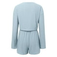thumbnail image 4 of Womens Summer Fashion Casual Two Piece Outfits Casual Shorts Set O Neck Long Sleeve Tops And Shorts Tracksuit Swimsuit Cover Women Cut Swimsuits for Women Swimming Pants Women Body Swimsuits Summer, 4 of 4